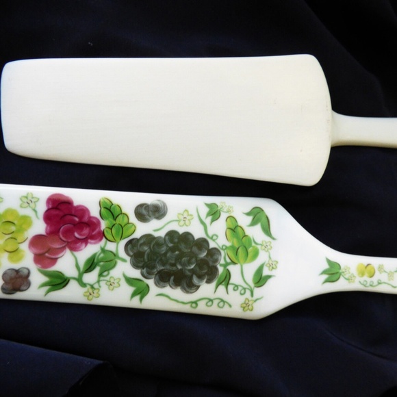 Set of 2 porcelain pie cake server grape pained pattern - Picture 8 of 8